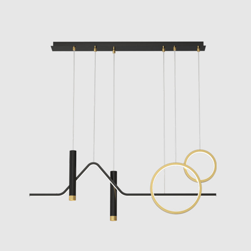 Nuova lampada lampada a ciondolo in alluminio moderno in alluminio, lampada a lampadario nero lineare per la sala da ginnastica