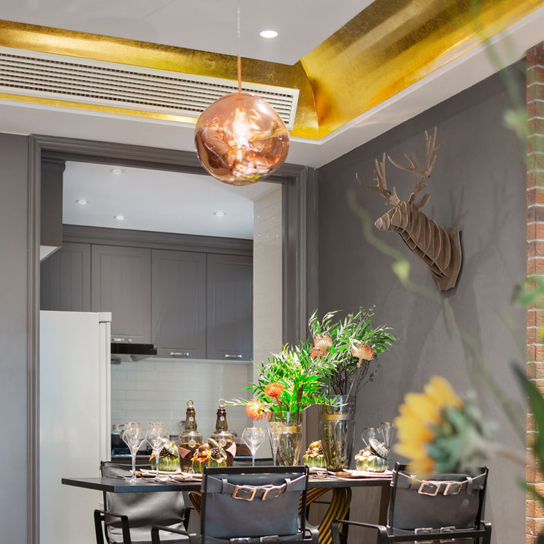 1-Ligth Mouth-Blown Glass Pendant Lighting Fixtures Minimalism Ceiling Pendant for Living Room