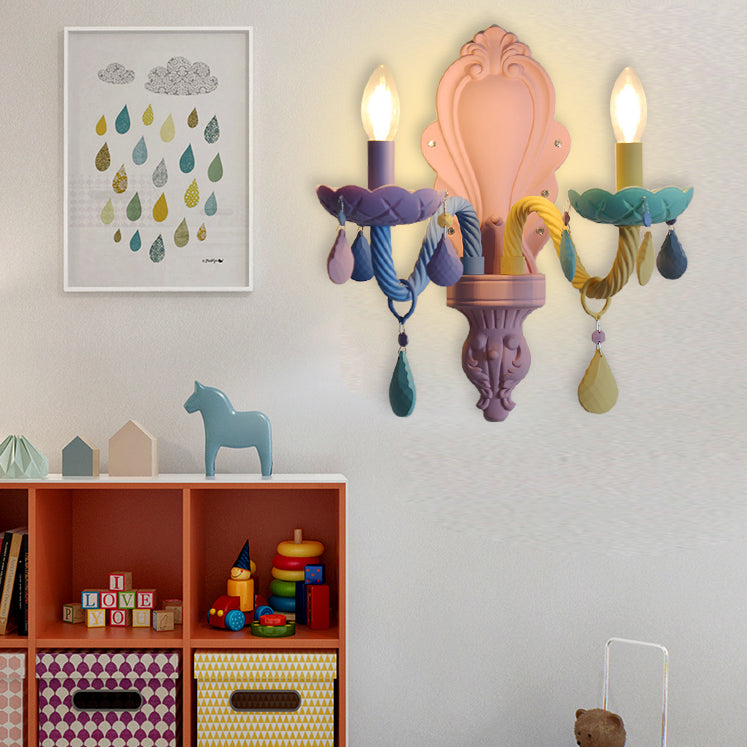 2 Lights Metal Wall Mounted Wall Lights Modern Bare Bulb Wall Sconces Lighting Fixtures for Dining Room