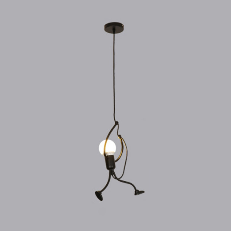 Metal Bare Bulb Pendant Ceiling Light Industrial Style Dinning Room Pendant Light Kit in Black