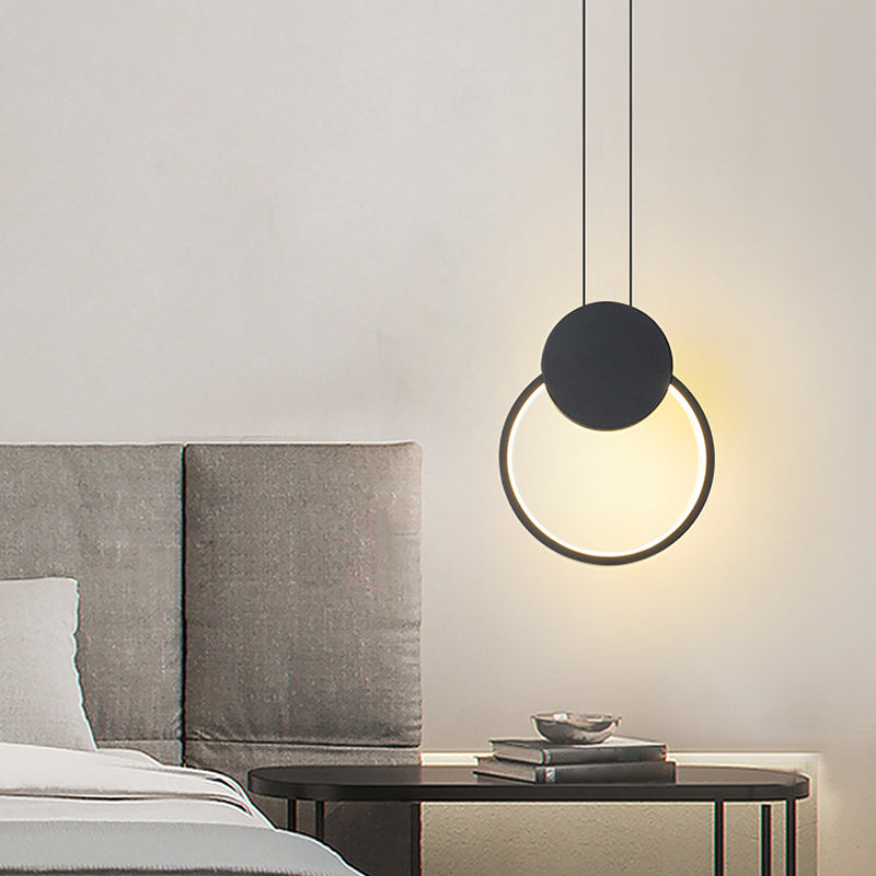Zwart geometrische LED -hanglamp in modern eenvoudige smeedijzeren plafondlicht met acrylschaduw