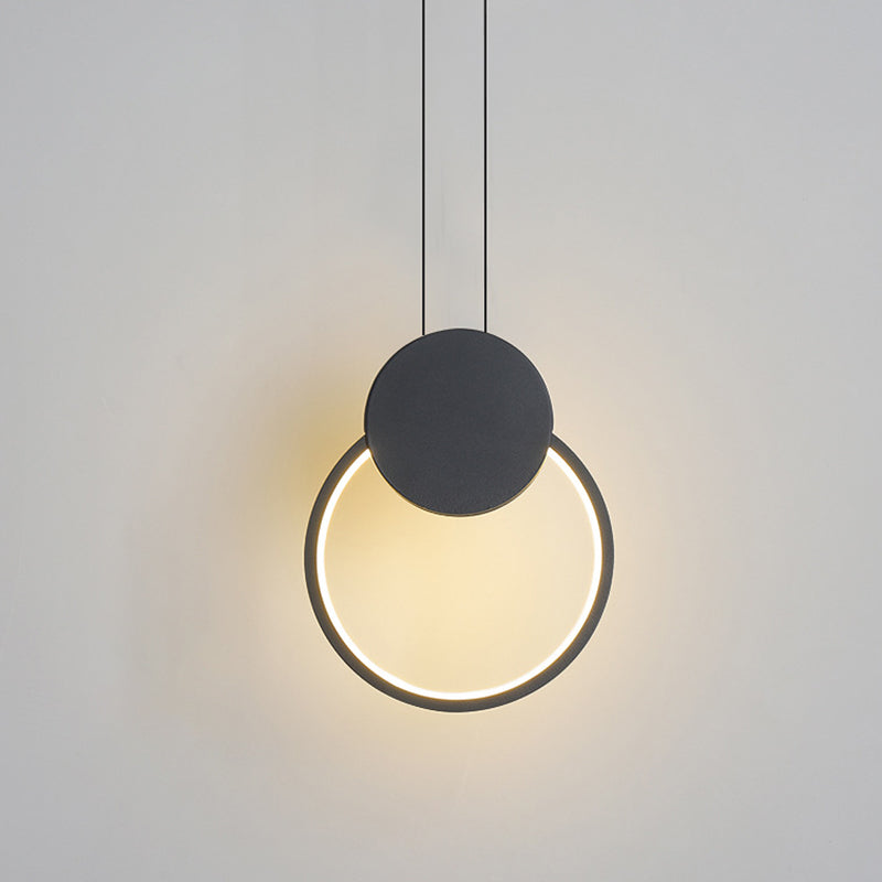 Zwart geometrische LED -hanglamp in modern eenvoudige smeedijzeren plafondlicht met acrylschaduw