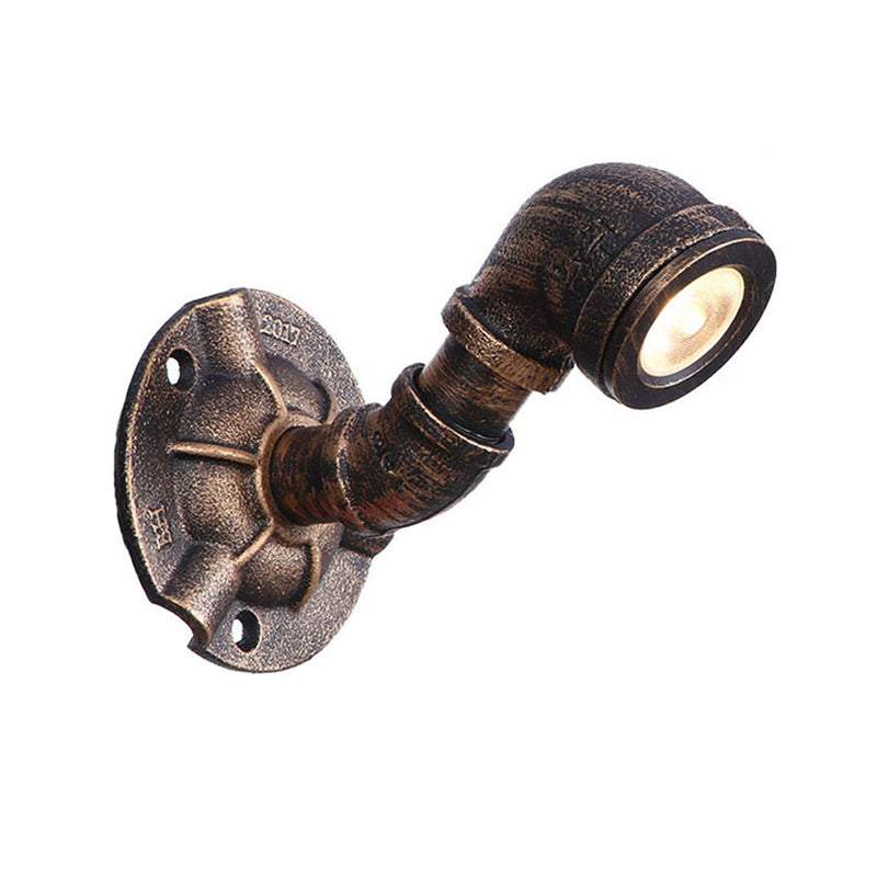 Bronze Pipe Wall Mounted Lamp Antique Style Metal Living Room Wall Light Sconce