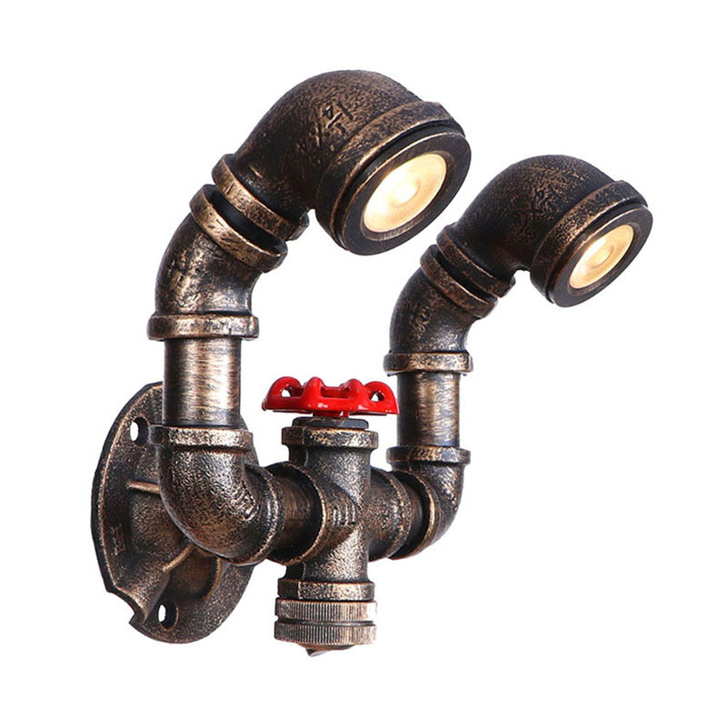 Bronze Pipe Wall Mounted Lamp Antique Style Metal Living Room Wall Light Sconce