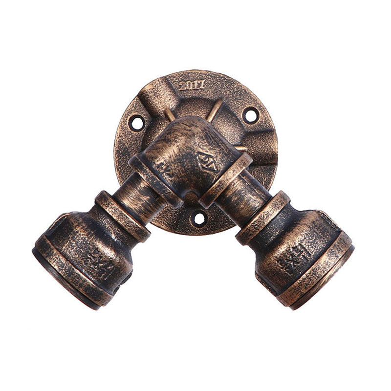 Bronze Pipe Wall Mounted Lamp Antique Style Metal Living Room Wall Light Sconce