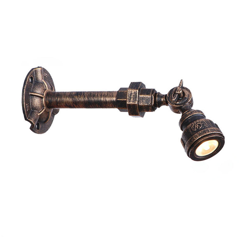 Bronze Pipe Wall Mounted Lamp Antique Style Metal Living Room Wall Light Sconce