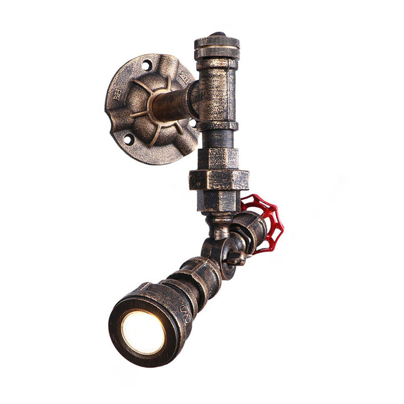 Bronze Pipe Wall Mounted Lamp Antique Style Metal Living Room Wall Light Sconce