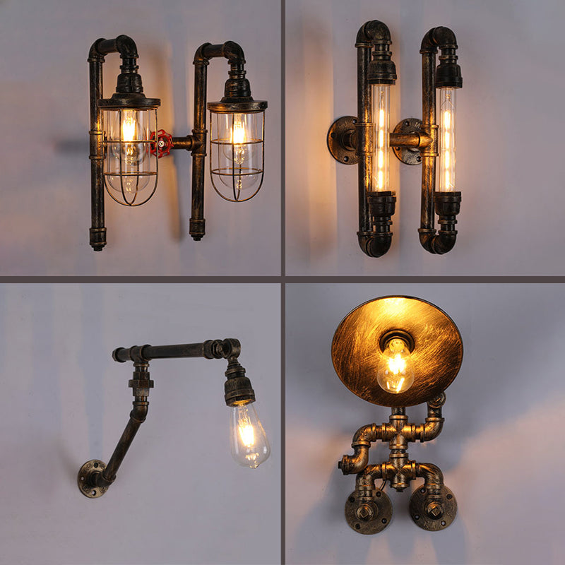 Éclairage de tuyauterie vintage industrielle Éclairage métallique mural métallique pour couloir