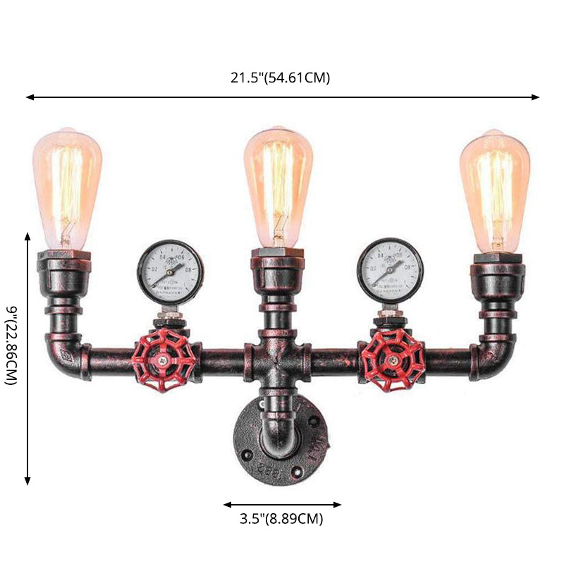 Tuyau et jauge de pression luminaire mural industriel appiculture murale en métal de cuivre industriel pour le restaurant