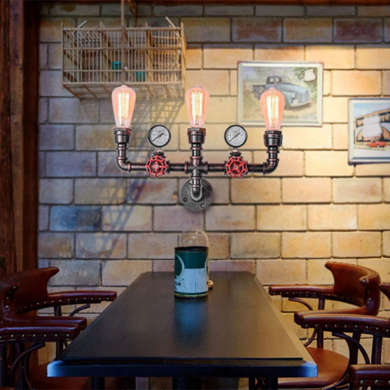 Tuyau et jauge de pression luminaire mural industriel appiculture murale en métal de cuivre industriel pour le restaurant