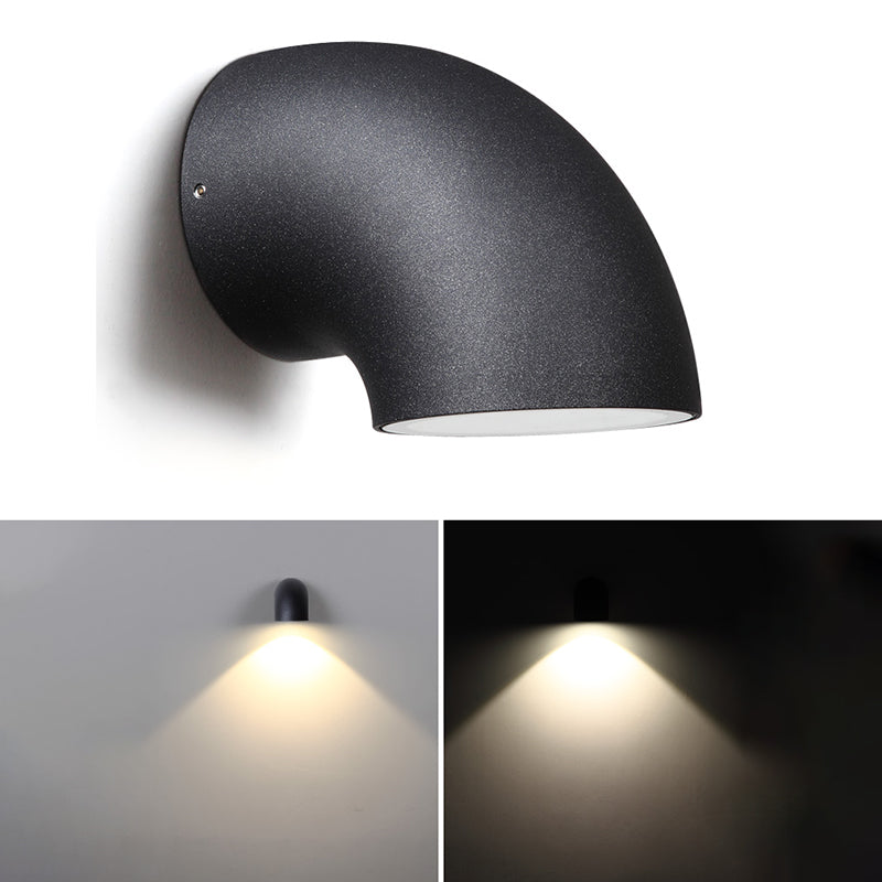 Lámpara de pared de tubería de plomería negra mate patio de metal industrial luz de pared de pared led