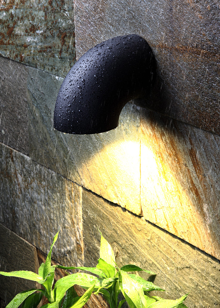 Lámpara de pared de tubería de plomería negra mate patio de metal industrial luz de pared de pared led
