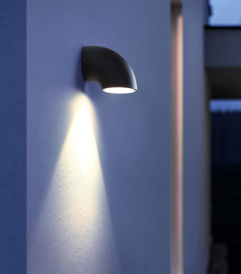 Lámpara de pared de tubería de plomería negra mate patio de metal industrial luz de pared de pared led