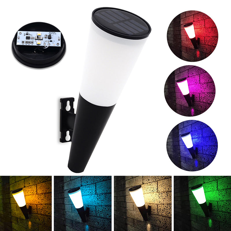 Conical Outdoor Solar Wall Sconce Plastic Nordic LED Wall Light Fixture in Black