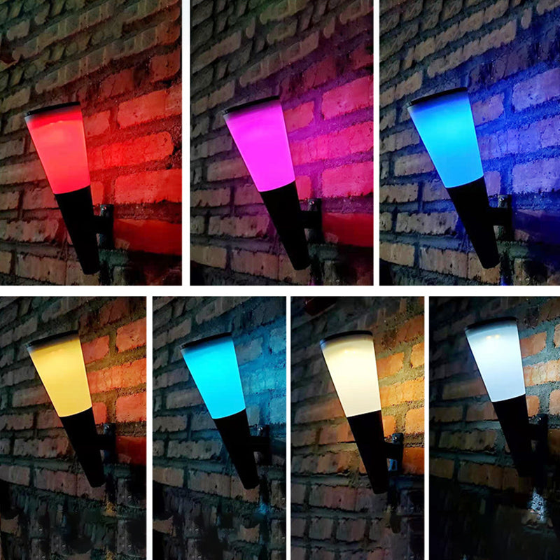 Conical Outdoor Solar Wall Sconce Plastic Nordic LED Wall Light Fixture in Black