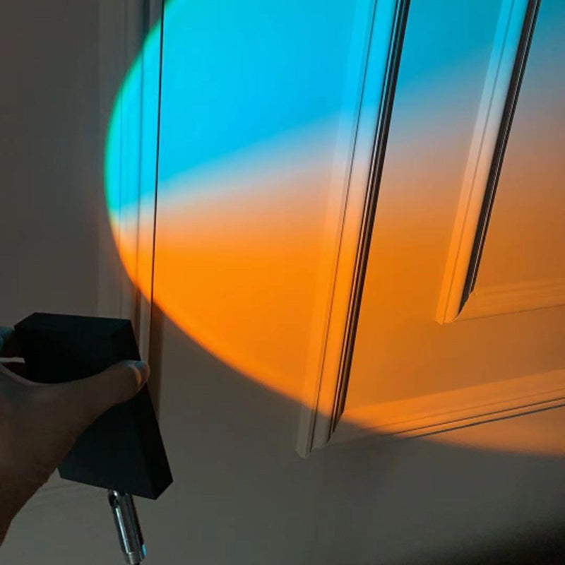 Minimalist Rectangular Sunset Light Aluminum Living Room LED Wall Lamp in Black