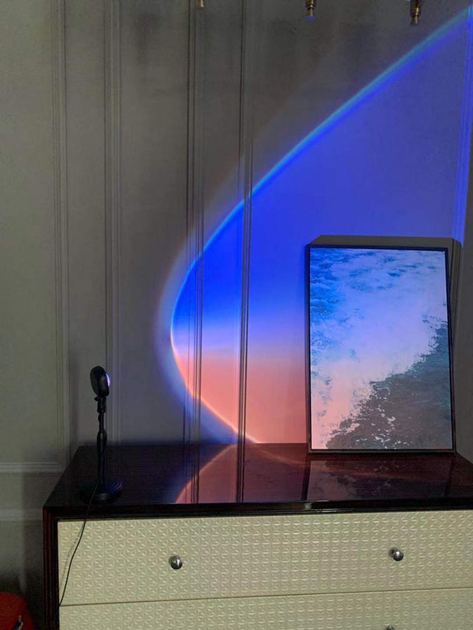 Minimalist Rectangular Sunset Light Aluminum Living Room LED Wall Lamp in Black