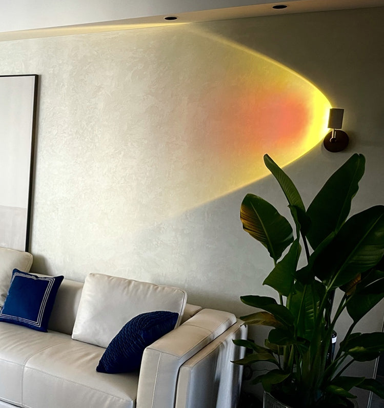 Minimalist Rectangular Sunset Light Aluminum Living Room LED Wall Lamp in Black