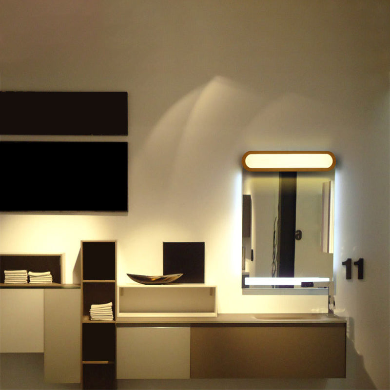 Langwerpige badkamer ijdelheid spiegellamp houten led LED Noordse wandmontage licht in beige