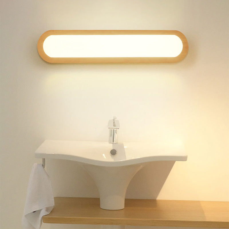 Langwerpige badkamer ijdelheid spiegellamp houten led LED Noordse wandmontage licht in beige