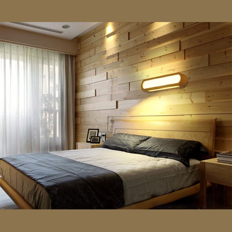 Langwerpige badkamer ijdelheid spiegellamp houten led LED Noordse wandmontage licht in beige