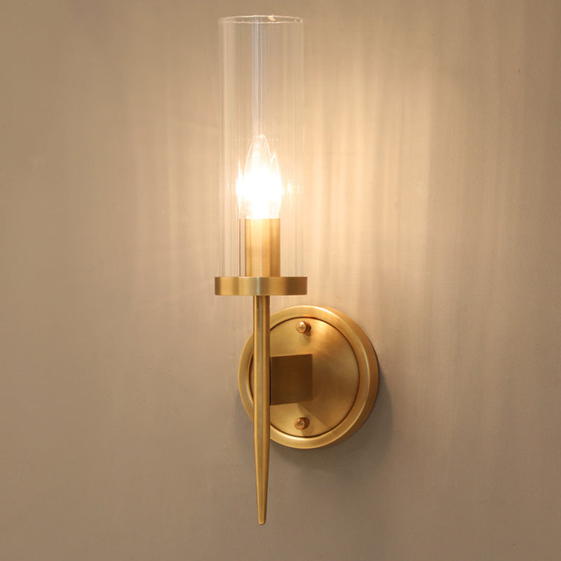 Tradizionale semplicità cilindro vanità paperfiepce lampada da monte a parete vetro per bagno