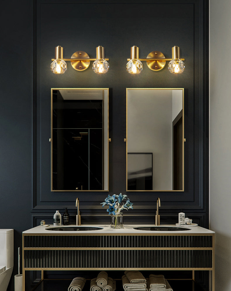 Modern Style Bulb Shaped Wall Lighting Fixture Bathroom Wall Mounted Light in Gold