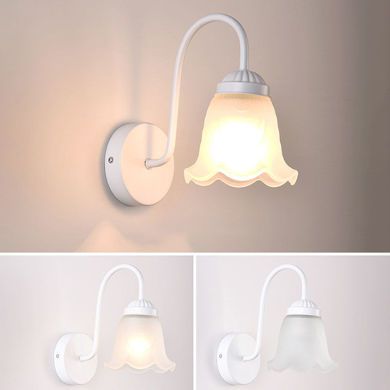 Glass Wall Lighting Fixture Bell Shaped Traditional Style Wall Mount Light Fixture