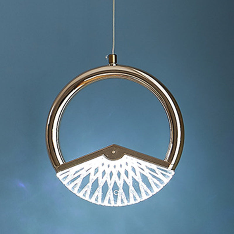 Gouden geometrische LED-hanglamp in moderne luxe stijl zine-legering hangend licht met acrylschaduw