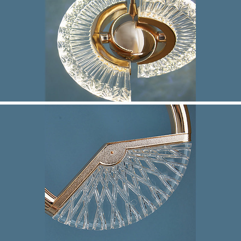 Gold geometrische LED-LED-Anhänger Licht im modernen Luxusstil Zine-Alloy-Hanglicht mit Acrylschatten