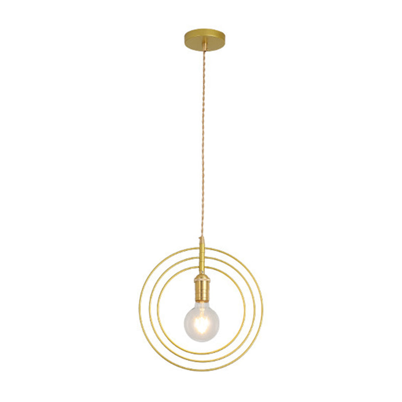 Comedor geométrico Luz de lámpara colgante de estilo loft techo colgante de oro de metal