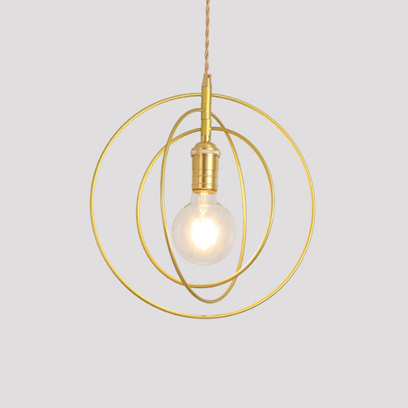 Comedor geométrico Luz de lámpara colgante de estilo loft techo colgante de oro de metal