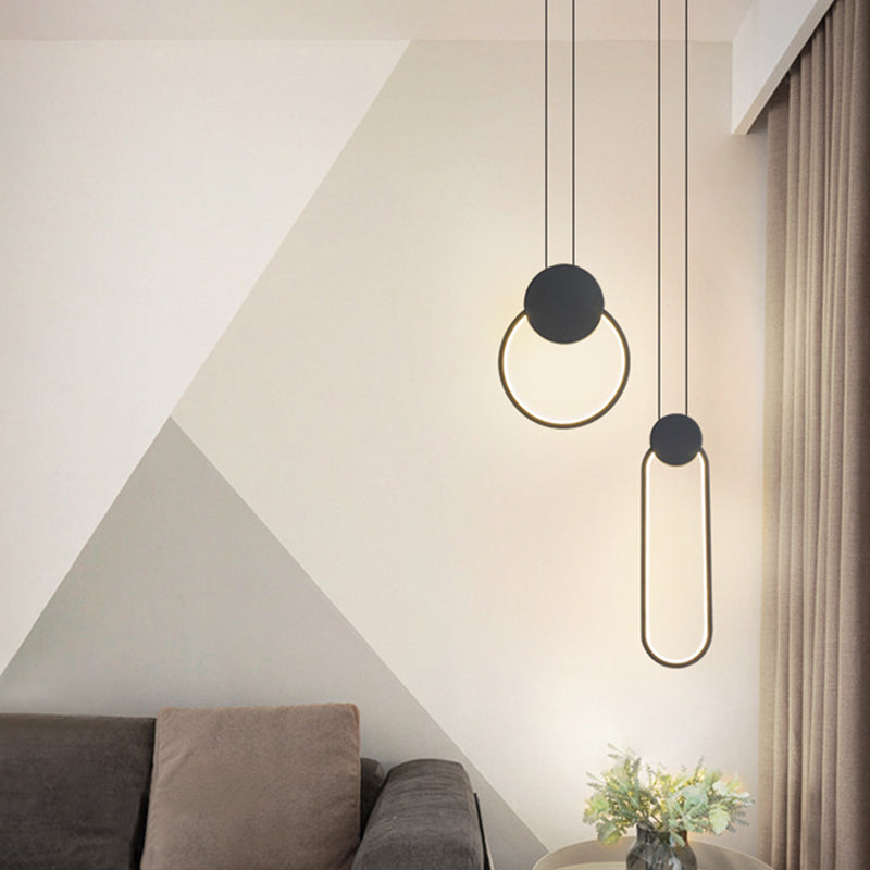 Metaal geometrisch plafond hanglamp moderne stijl led zwarte suspensie hanger licht
