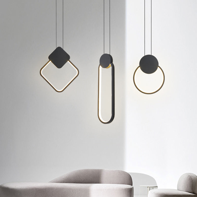 Metaal geometrisch plafond hanglamp moderne stijl led zwarte suspensie hanger licht