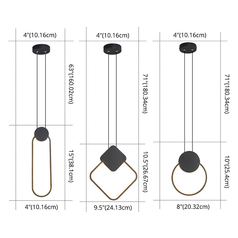 Metaal geometrisch plafond hanglamp moderne stijl led zwarte suspensie hanger licht