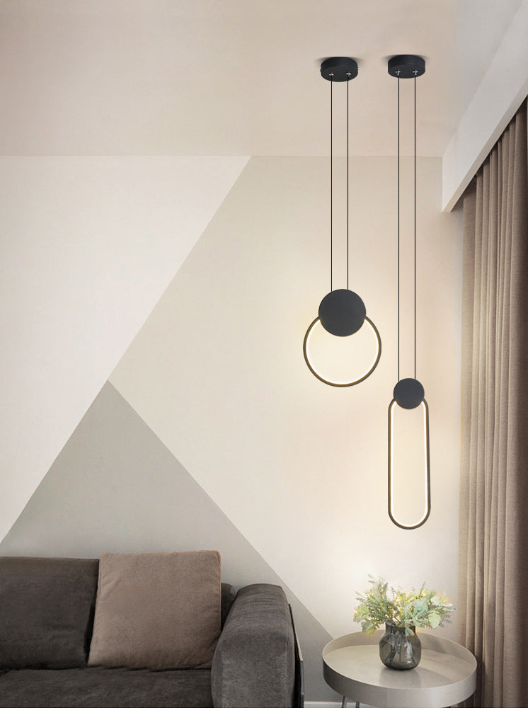 Metaal geometrisch plafond hanglamp moderne stijl led zwarte suspensie hanger licht