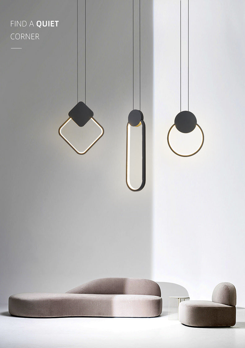 Metaal geometrisch plafond hanglamp moderne stijl led zwarte suspensie hanger licht