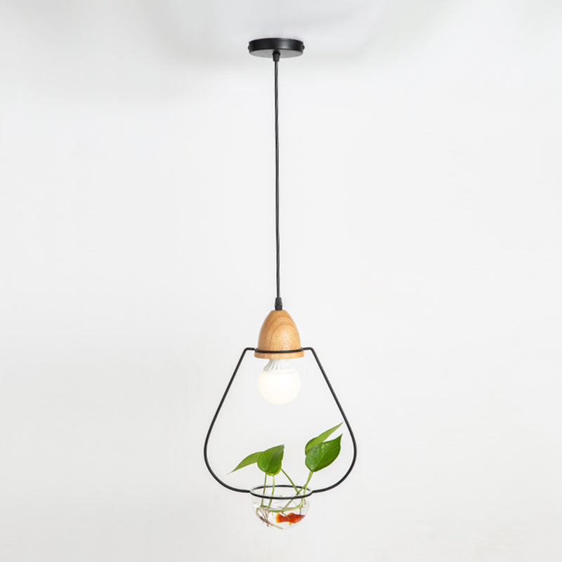 Nordic Style Hanging Light with Glass Plant Culture Dish Creative Pendant Lamp (Without Plants)