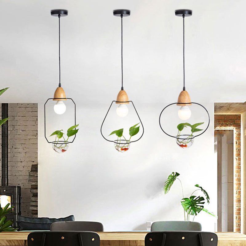 Noordse stijl hangend licht met glazen plantenkweekgerecht Creative hanglamp (zonder planten)