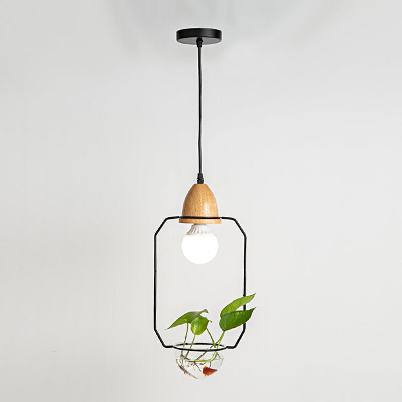 Nordic Style Hanging Light with Glass Plant Culture Dish Creative Pendant Lamp (Without Plants)