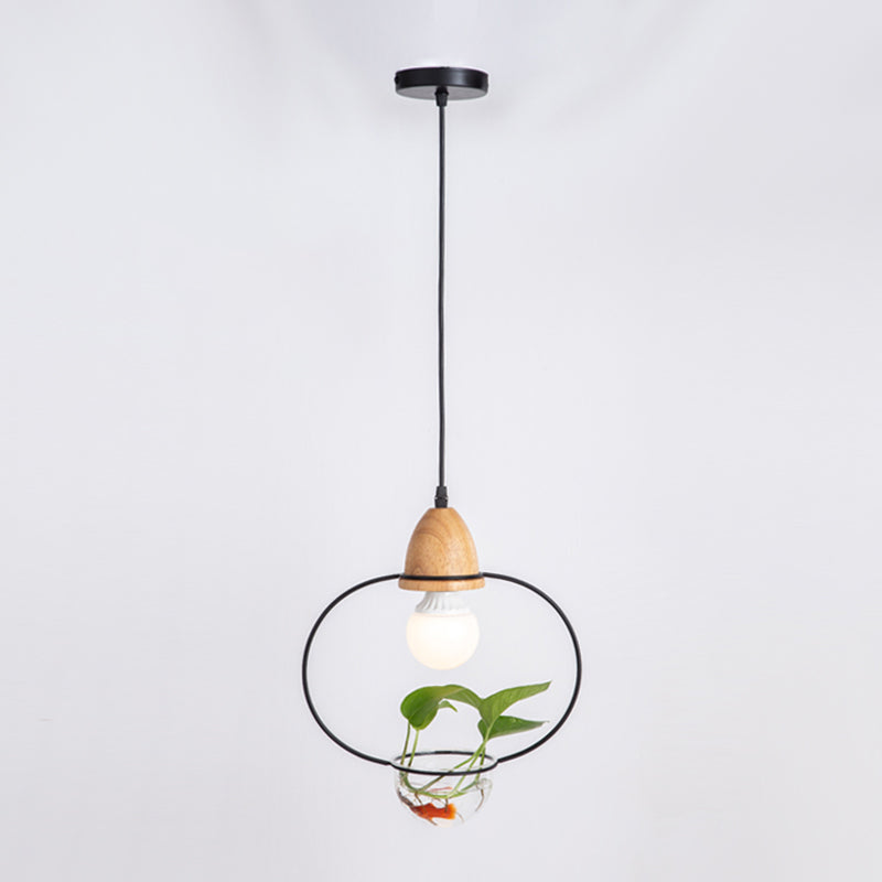 Nordic Style Hanging Light with Glass Plant Culture Dish Creative Pendant Lamp (Without Plants)