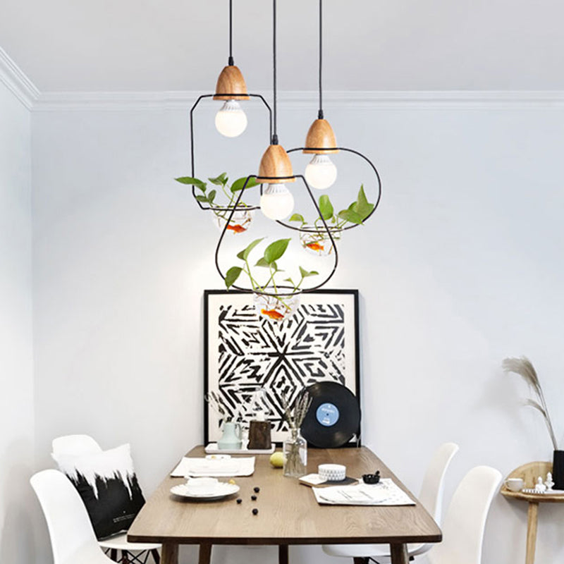 Nordic Style Hanging Light with Glass Plant Culture Dish Creative Pendant Lamp (Without Plants)