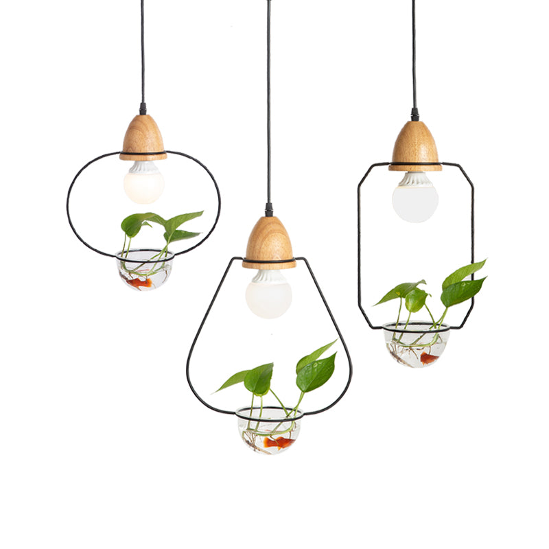 Nordic Style Hanging Light with Glass Plant Culture Dish Creative Pendant Lamp (Without Plants)