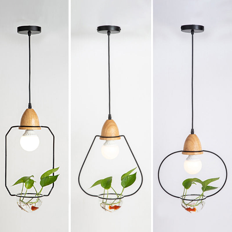 Nordic Style Hanging Light with Glass Plant Culture Dish Creative Pendant Lamp (Without Plants)