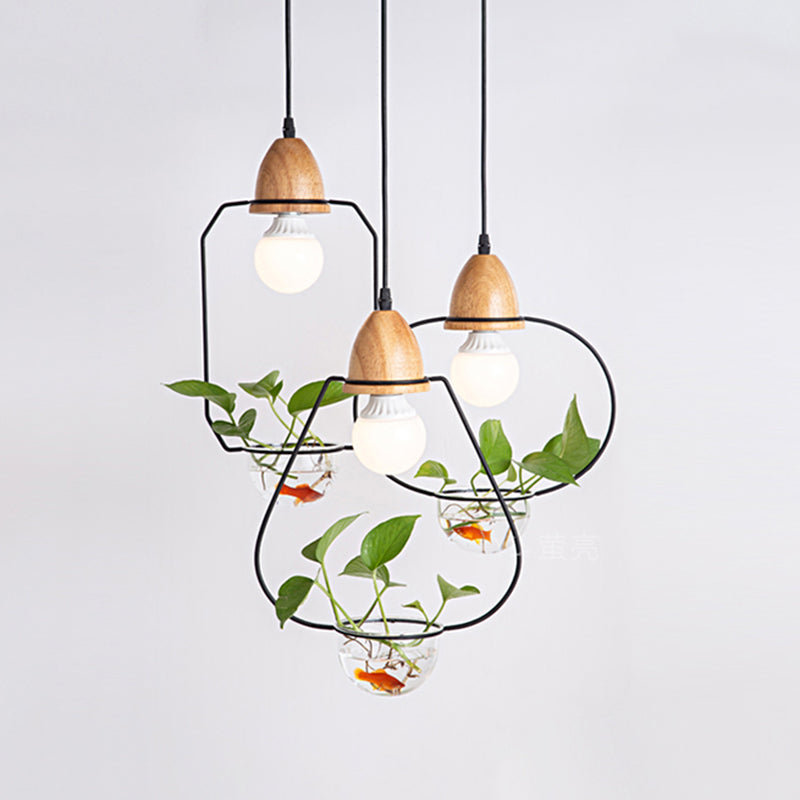 Nordic Style Hanging Light with Glass Plant Culture Dish Creative Pendant Lamp (Without Plants)