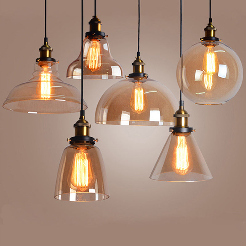 Vintage Industry Style Hanging Light Glass Shade Simplicity Single Bulb Pendant Light for Bedroom Dining Room