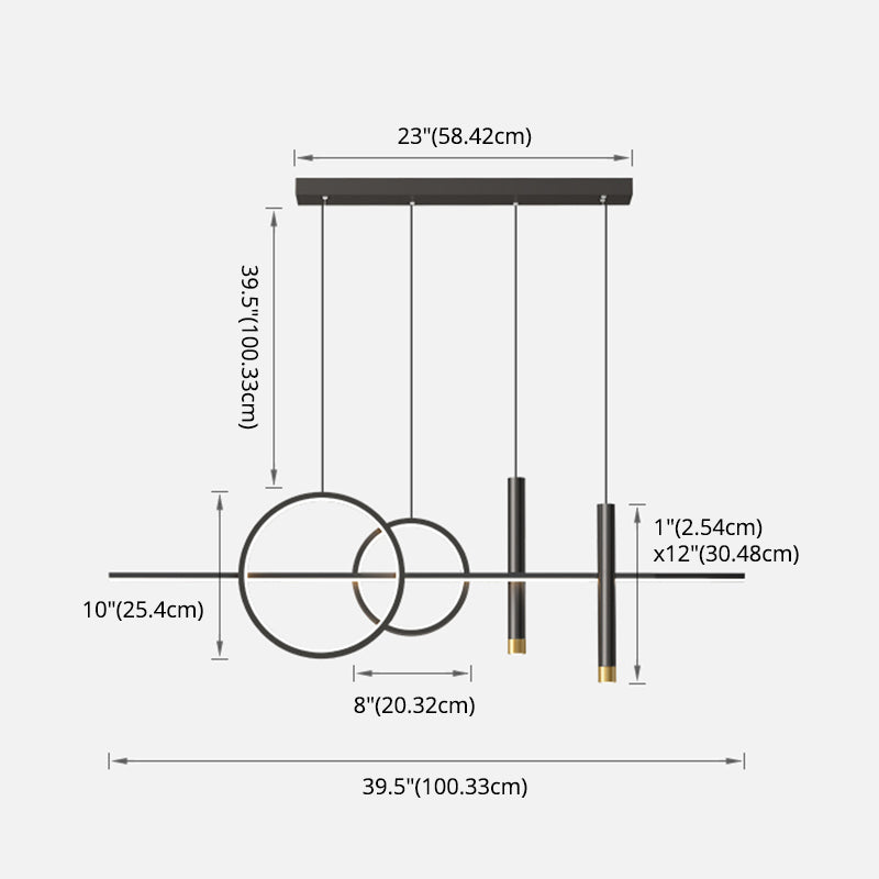 Luce a sospensione a Linear Linear Island a LED in silicone in moderna luce a sospensione in ferro battuto per spazi interni