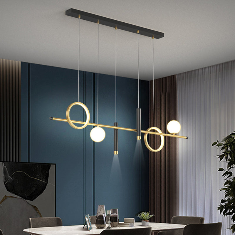 Modern Creative LED Island Light Aluminium Linear Pendant Light with Acrylic Shade
