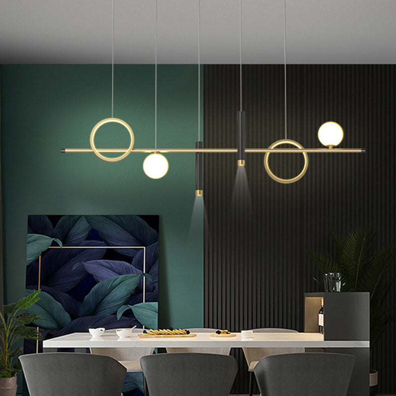 Modern Creative LED Island Light Aluminium Linear Pendant Light with Acrylic Shade