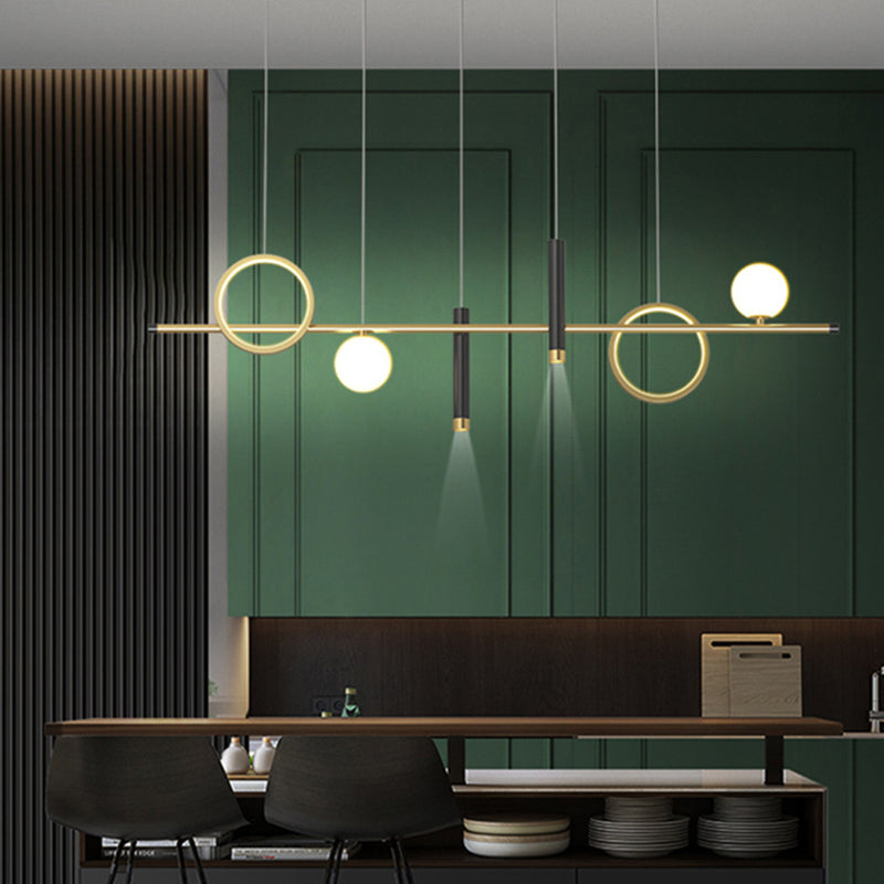 Modern Creative LED Island Light Aluminium Linear Pendant Light with Acrylic Shade